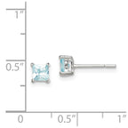 Sterling Silver Polished 4mm Square Light Blue CZ Stud Earrings