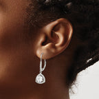 Sterling Silver Rhodium-plated Polished CZ Leverback Earrings