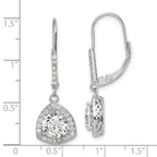 Sterling Silver Rhodium-plated Polished CZ Leverback Earrings