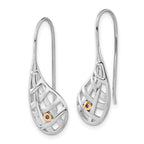 Sterling Silver Gold-plated Polished & Satin Amethyst Criss Cross Teardrop Dangle Earrings