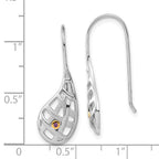 Sterling Silver Gold-plated Polished & Satin Amethyst Criss Cross Teardrop Dangle Earrings