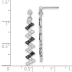 Sterling Silver Polished Black & White CZ Post Dangle Earrings