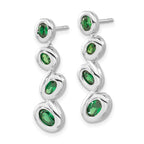 Sterling Silver Polished Green CZ Post Dangle Earrings