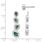 Sterling Silver Polished Green CZ Post Dangle Earrings