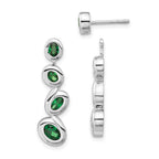 Sterling Silver Polished Green CZ Post Dangle Earrings