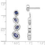 Sterling Silver Polished Blue CZ Dangle Post Earrings