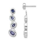 Sterling Silver Polished Blue CZ Dangle Post Earrings