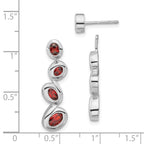 Sterling Silver Polished Red CZ Post Dangle Earrings