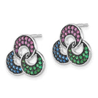Sterling Silver w/ Black Rhodium Synthetic Spinel & Synthetic Ruby Post Earrings