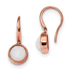 Sterling Silver with White CZ Rose-tone Shepherd Hook Earrings