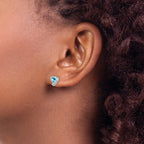 Sterling Silver Rhodium-plated Blue Topaz and Diamond Heart Earrings