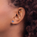 Sterling Silver Rhodium-plated Round Tanzanite Post Earrings