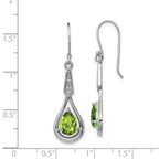 Sterling Silver Rhodium-plated CZ and Peridot Dangle Earrings