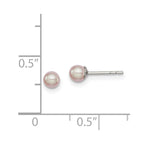 Sterling Silver Rhodium-plated 3-4mm Pink Button Freshwater Cultured Pearl Post Earrings