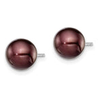 Sterling Silver Rhodium-plated 8-9mm Brown Round Freshwater Cultured Pearl Post Earring