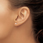 Sterling Silver Rhodium-plated 3-4mm Pink Round Freshwater Cultured Pearl Post Earrings
