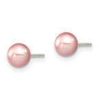 Sterling Silver Rhodium-plated 5-6mm Purple Round Freshwater Cultured Pearl Post Earring