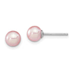 Sterling Silver Rhodium-plated 6-7mm Purple Round Freshwater Cultured Pearl Post Earring