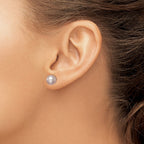 Sterling Silver Rhodium-plated 8-9mm Purple Round Freshwater Cultured Pearl Post Earring