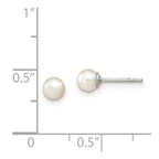 Sterling Silver Rhodium-plated 4-5mm White Round Freshwater Cultured Pearl Post Earrings