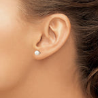 Sterling Silver Rhodium-plated 5-6mm White Round Freshwater Cultured Pearl Post Earrings