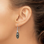 Sterling Silver Polished Crystal & Black Agate Dangle Earrings