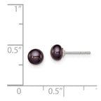 Sterling Silver Rhodium-plated 5-6mm Black Button Freshwater Cultured Pearl Post Earrings