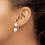 Sterling Silver Rhodium-plated 8-9mm White Button Freshwater Cultured Pearl and Mother Flower Front and Back Post Earrings