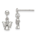 Sterling Silver Rhodium-plated Polished and Satin Angel Post Earrings