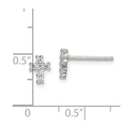 Sterling Silver Rhodium-plated Polished CZ Cross Post Earrings