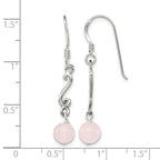 Sterling Silver Polished & Antiqued Rose Quartz Swirl Dangle Earrings