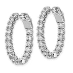 Sterling Shimmer Sterling Silver Rhodium-plated 32 Stone 3.0mm CZ In and Out Oval Hinged Hoop Earrings