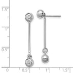 Sterling Silver Rhodium-plated Post & Dangle CZ Ball Front & Back Earrings