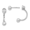 Sterling Silver Rhodium-plated CZ Front & Back Post Dangle Earrings