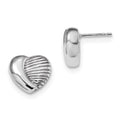 Sterling Silver Rhodium-plated Heart Post Earrings