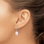 Sterling Silver Rhodium-plated 8-9mm Purple Teardrop Freshwater Cultured Pearl Dangle Earrings