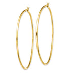 Sterling Silver Gold-Tone Polished 2x70mm Hoop Earrings