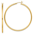 Sterling Silver Gold-Tone Polished 2x50mm Hoop Earrings