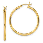 Sterling Silver Gold-Tone Polished 2x30mm Hoop Earrings