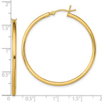 Sterling Silver Gold-Tone Polished 2x40mm Hoop Earrings