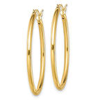 Sterling Silver Gold-Tone Polished 2x35mm Hoop Earrings