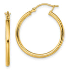 Sterling Silver Gold-Tone Polished 2x25mm Hoop Earrings