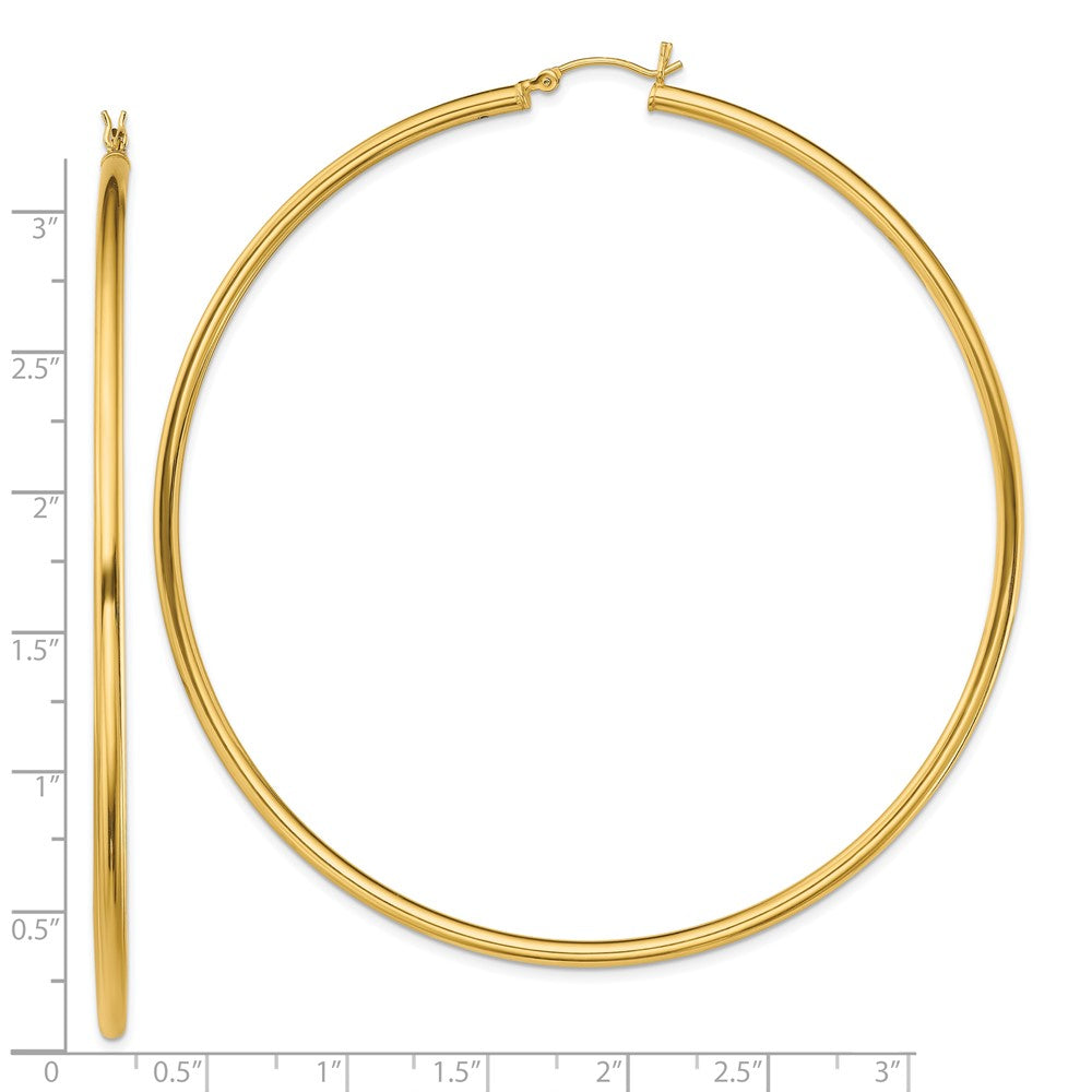 Sterling Silver Gold-Tone Polished 2.5x80mm Hoop Earrings