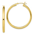Sterling Silver Gold-Tone Polished 3x40mm Hoop Earrings