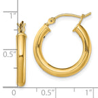 Sterling Silver Gold-Tone Polished 3x20mm Hoop Earrings