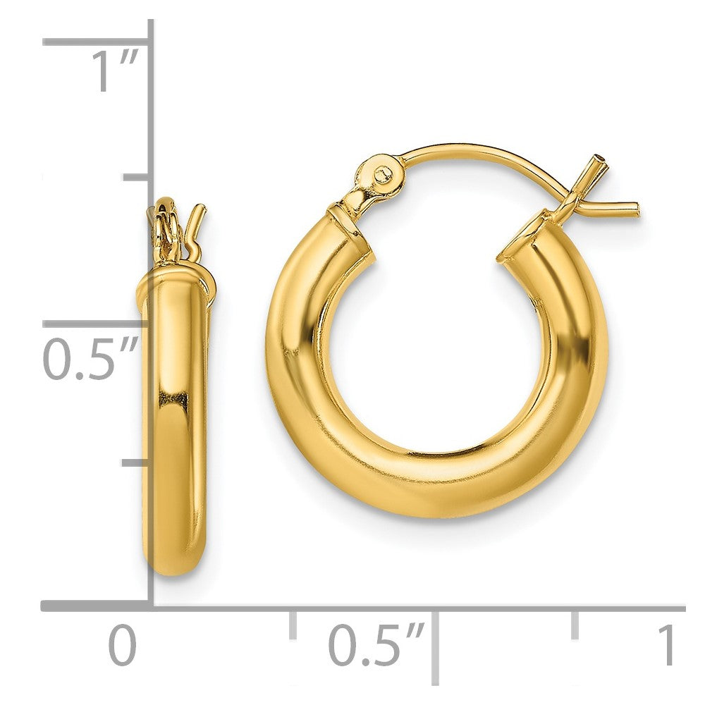 Sterling Silver Gold-Tone Polished 3x15mm Hoop Earrings