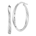 Sterling Silver Rhodium-plated Polished & Twisted Oval Hoop Earrings