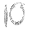 Sterling Silver Rhodium-plated Polished and Textured Triple Hoops