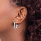 Sterling Silver Rhodium-plated 4mm Twisted Hoop Earrings