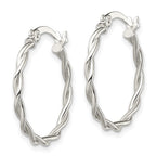 Sterling Silver Polished Braided 22mm Hoop Earrings